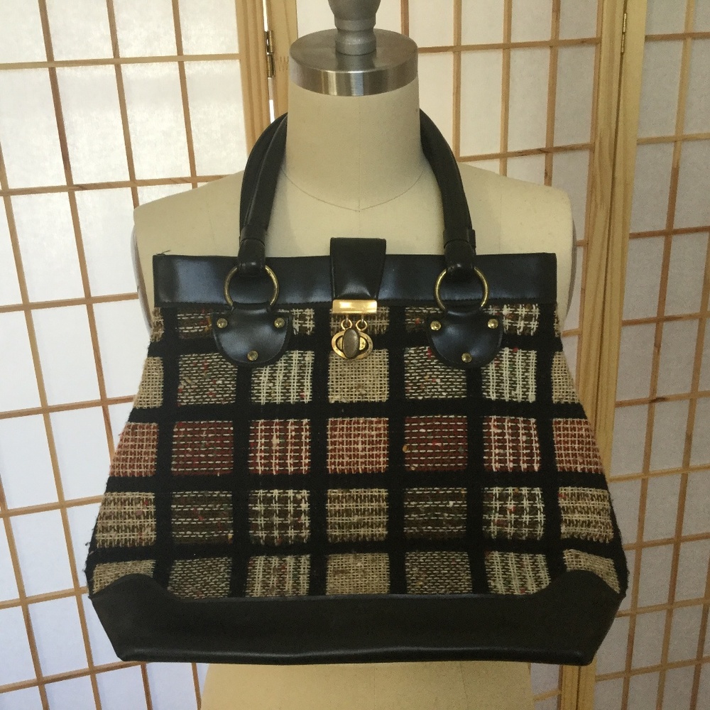 Vintage fabric and vinyl handbag